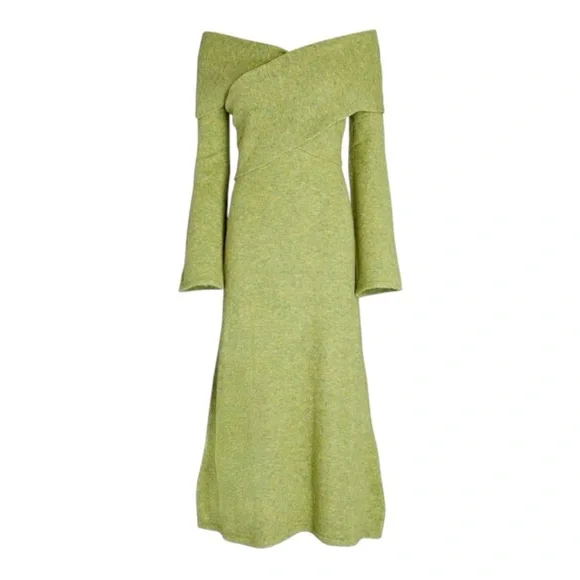 cult gaia | Dresses | Cult Gaia Speckled Green Zennie Knit Woolblend  Crossover Midi Dress Size Xs | Poshmark